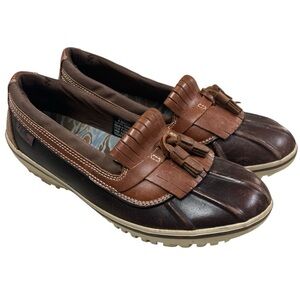 LL Bean Tek 2.5 Leather Rubber Duck Loafers Slip On Rain Barn Chore Women’s 8